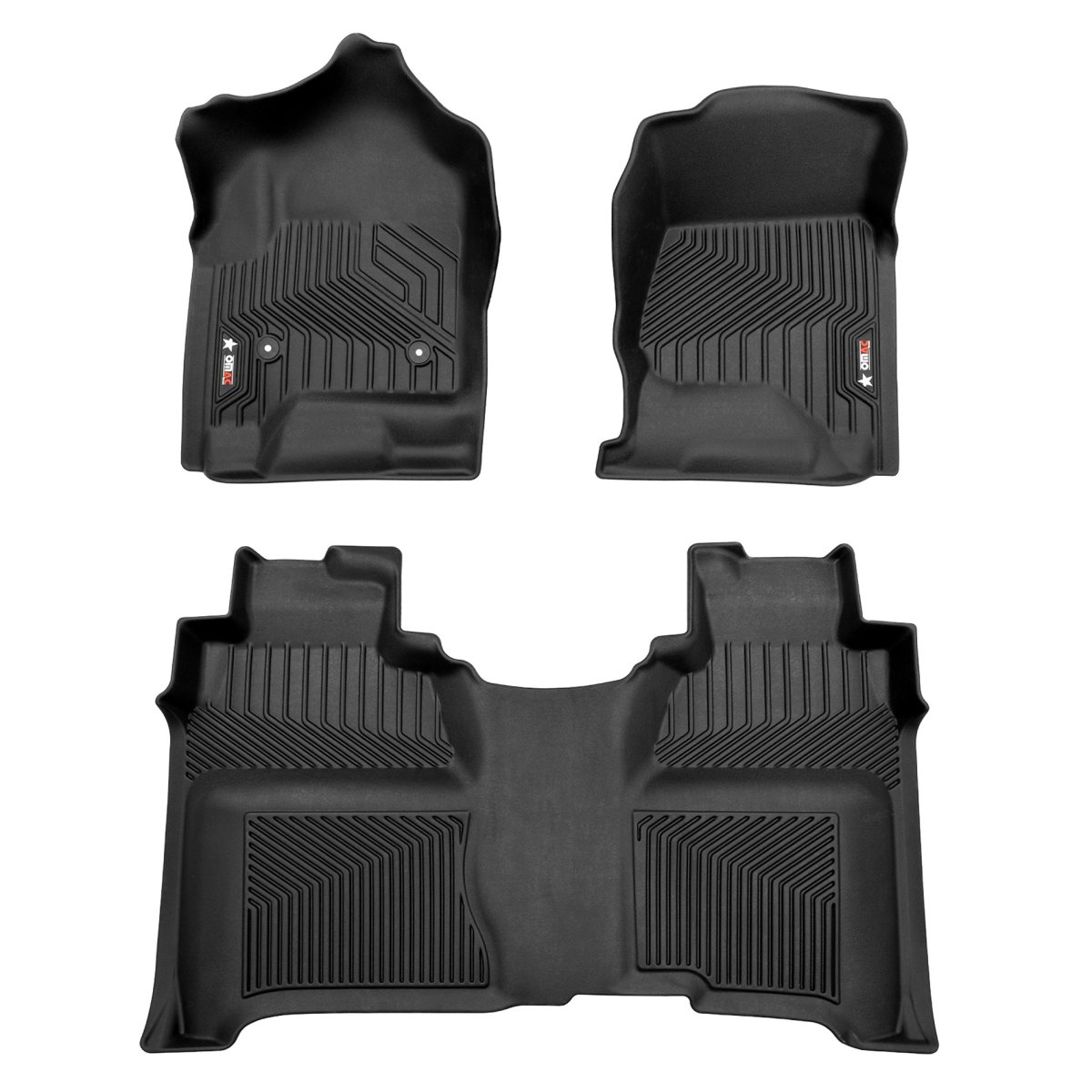 GMC Sierra 1500 Floor Mats - First Row - Omac - 3D Texan Premium TPE - Black - '13-'19